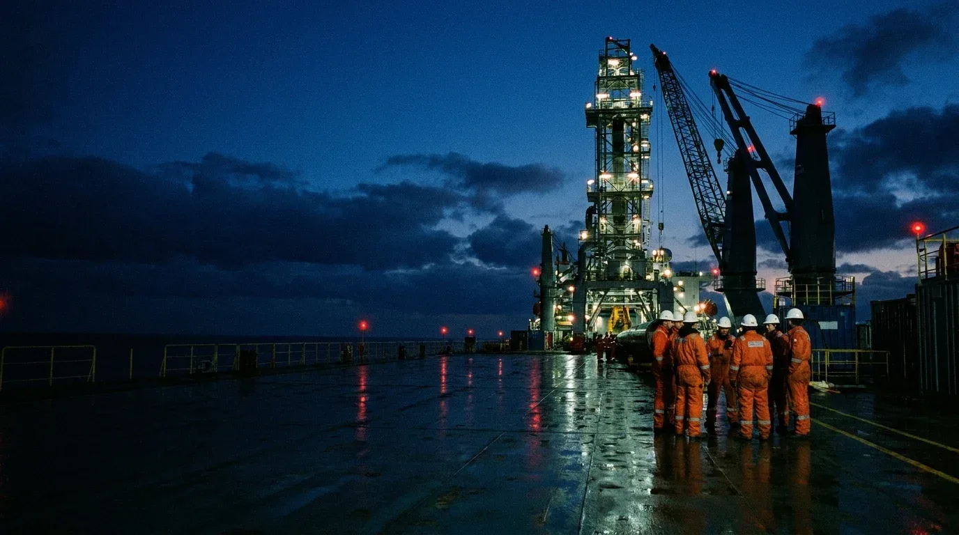 Convés de embarcação offshore monitorado por câmeras com IA